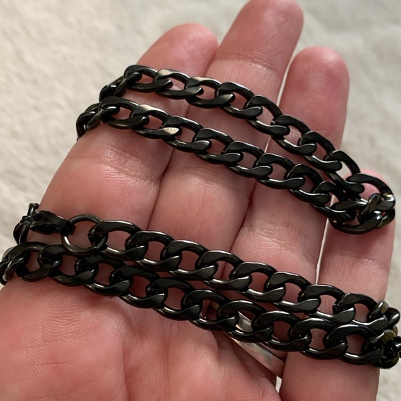 Black Stainless Steel Cuban Chain Necklace - Picture 5 of 9